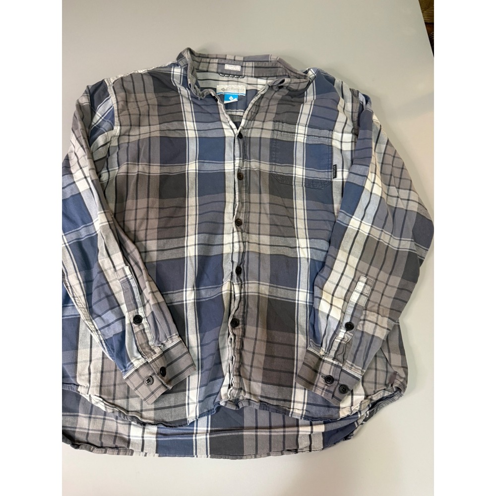 Columbia Sportswear Mens XL Regular Fit Plaid Long Sleeve Button Down Shirt Blue